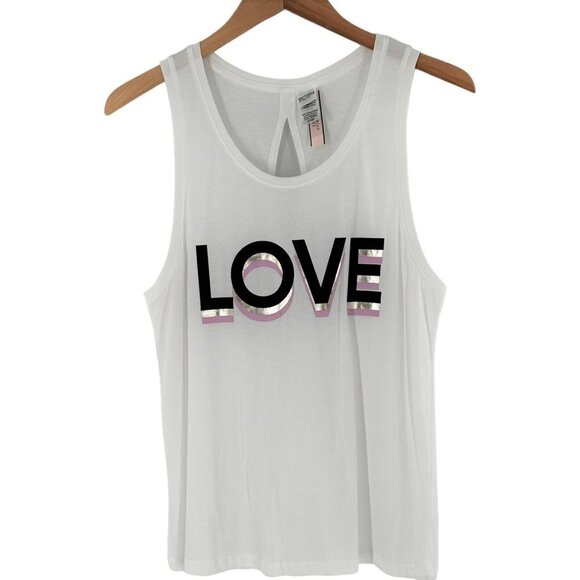 Victoria's Secret Tops - NEW/NWT Victoria's Secret White LOVE Print Cotton Tank Top Size Small
